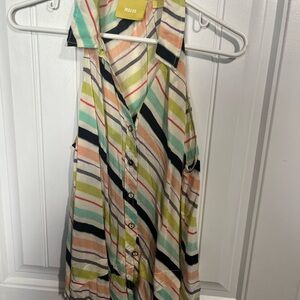 Maeve Striped Sleeveless Button-Up‎ Blouse